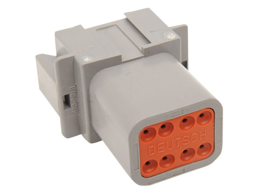 Namz Custom Cycle Products 8-Wire Deutsch Receptacle with Wedgelock – Grey.