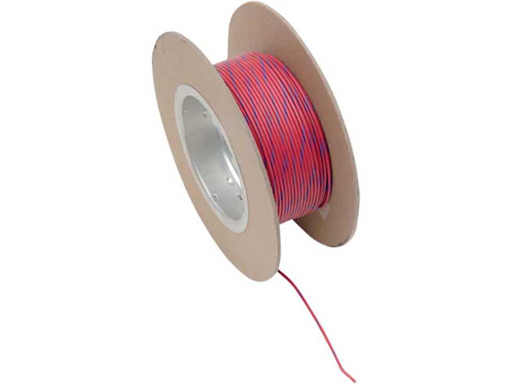 Wire; 18-Gauge Red w/Blue Stripe