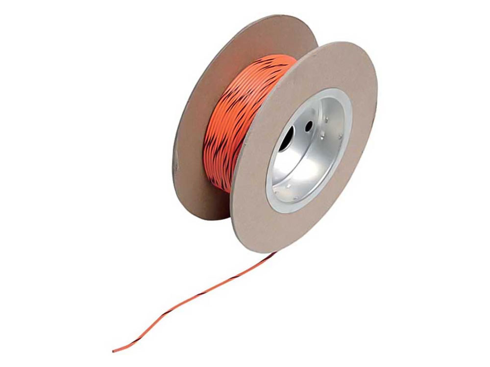 Namz Custom Cycle Products 18-Gauge Wire – Orange with Black Stripe.