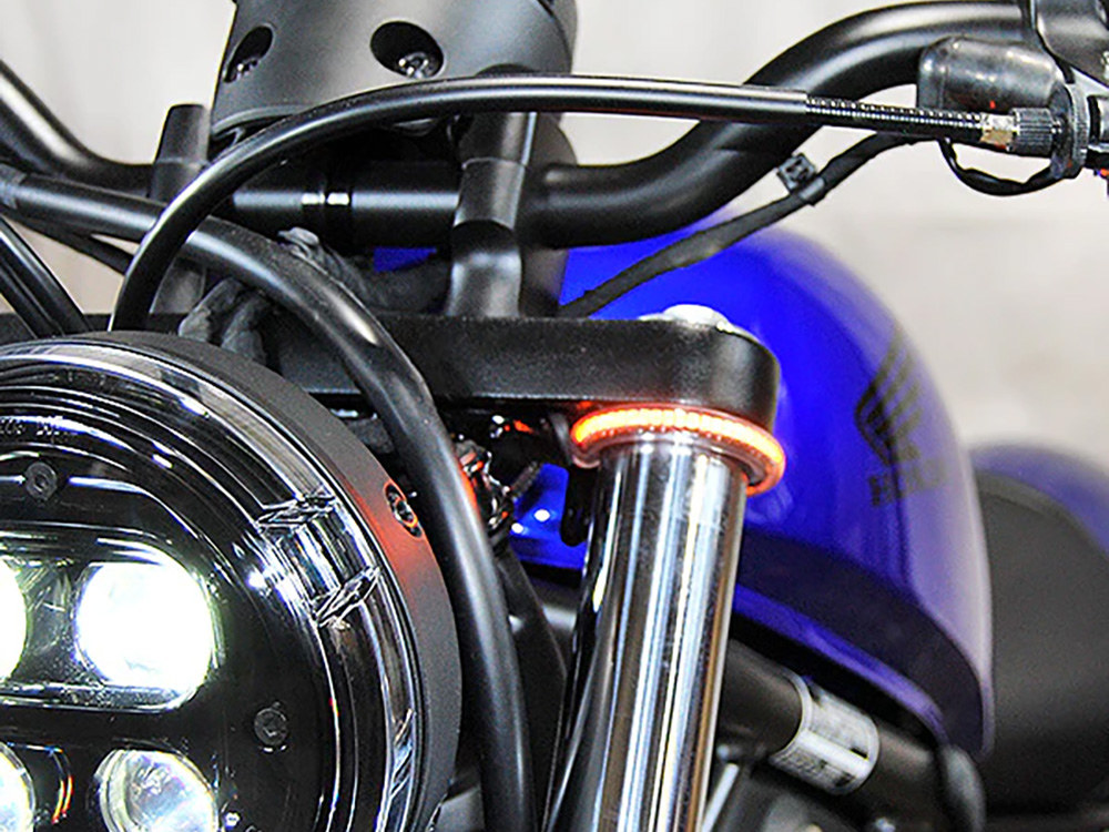 New Rage Cycles 360 degrees Front Turn Signal with Clear Lens. Fits Honda CMX / Rebel 500cc 2017up