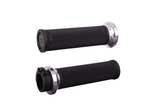 ODI Grips & Bars Ruffian Lock-On Handgrips – Black/Silver. Fits H-D with Throttle Cable. ODI Grips & Bars Ruffian Lock-On Handgrips – Black/Silver. Fits H-D with Throttle Cable.