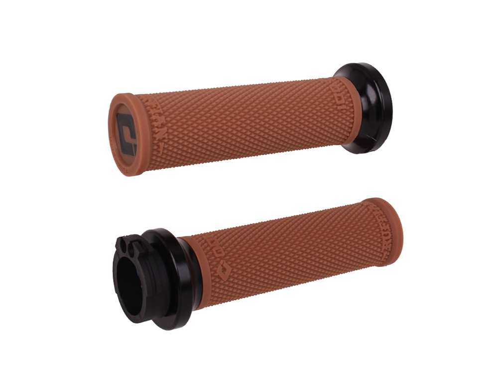ODI Grips & Bars Ruffian Lock-On Handgrips – Gum Rubber/Black. Fits H-D with Throttle Cable.