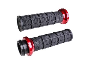 ODI Grips & Bars Hart-Luck Full Waffle Lock-On Handgrips – Red. Fits Big Twin 2008-2024 with Throttle-by-Wire ODI Grips & Bars Hart-Luck Full Waffle Lock-On Handgrips – Red. Fits Big Twin 2008-2024 with Throttle-by-Wire