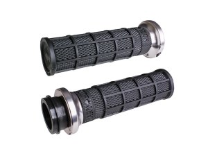 ODI Grips & Bars Hart-Luck Full Waffle Lock-On Handgrips – Silver. Fits Big Twin 2008-2024 with Throttle-by-Wire ODI Grips & Bars Hart-Luck Full Waffle Lock-On Handgrips – Silver. Fits Big Twin 2008-2024 with Throttle-by-Wire