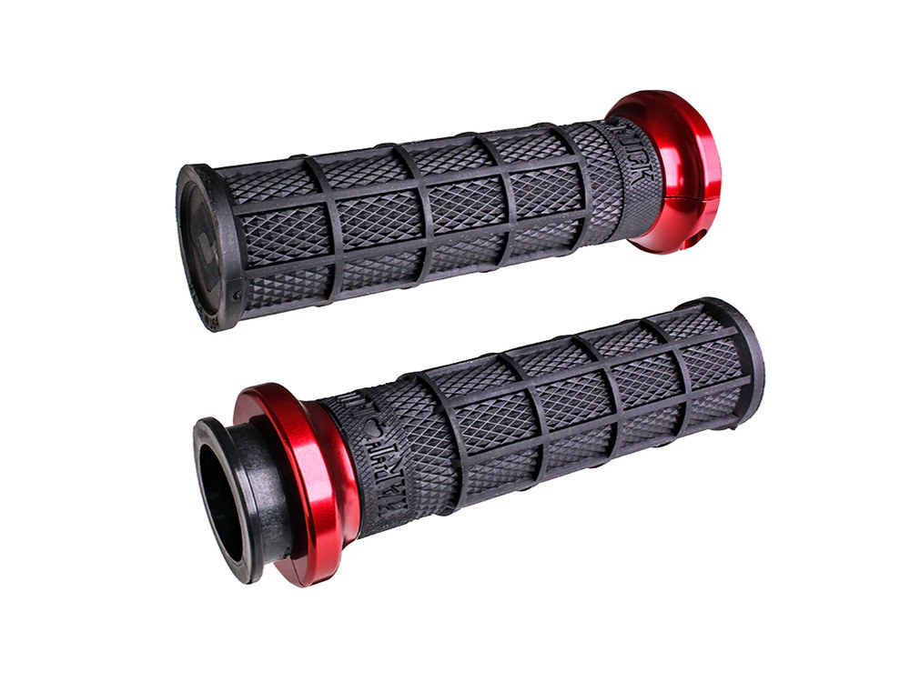 ODI Grips & Bars Hart-Luck Full Waffle Lock-On Handgrips – Red. Fits Indian Touring 2018up.