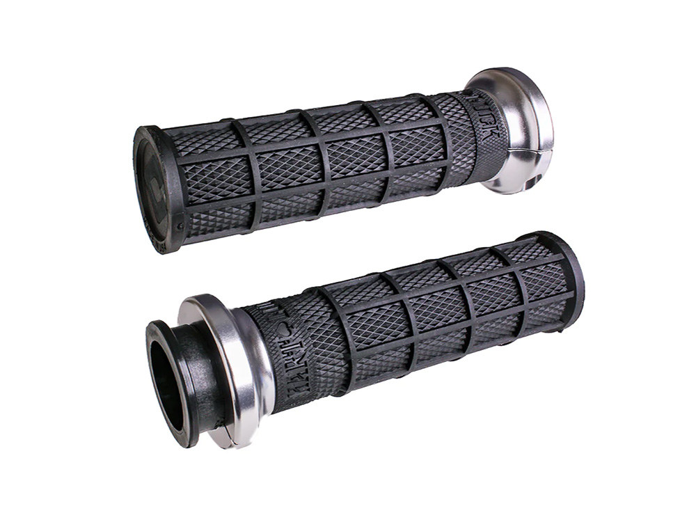 ODI Grips & Bars Hart-Luck Full Waffle Lock-On Handgrips – Silver. Fits Indian Touring 2018up.