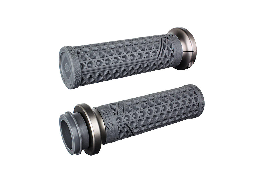 ODI Grips & Bars Vans Signature Lock-On Handgrips – Graphite/Gun Metal. Fits Big Twin 2008-2024 with Throttle-by-Wire