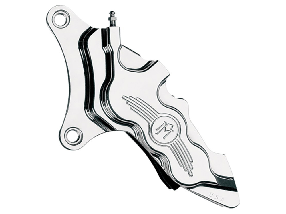 Performance Machine Left Hand Front 6 Piston Caliper – Chrome. Fits most Big Twin 1984-1999 & Sportster 1984-1999 Models with 11.5in. Disc Rotor.