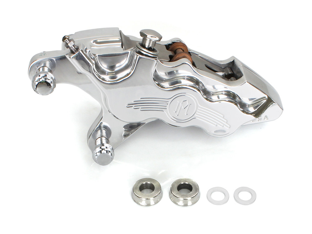 Performance Machine Left Hand Front 6 Piston Caliper – Polished. Fits Softail 2000-2014, Dyna 2000-2017, Touring 2000-2007 & Sportster 2000-2007.