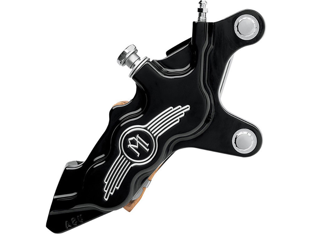 Performance Machine Right Hand Front 6 Piston Caliper – Black Contrast Cut. Fits Softail 2000-2014, Dyna 2000-2017, Touring 2000-2007 & Sportster 2000-2007.