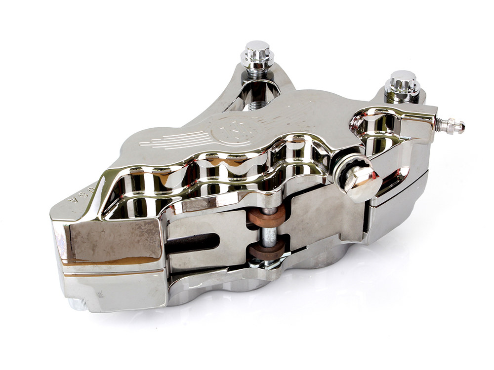 Performance Machine Left Hand Front 6 Piston Caliper – Chrome. Fits Softail 2000-2017, Dyna 2000-2005, Touring 2000-2007 & Sportster 2000-2007 Models with 13in. Disc Rotor.