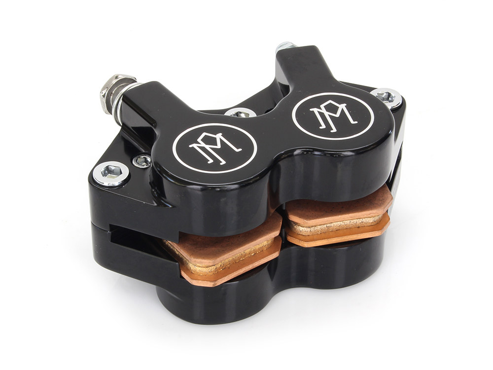Performance Machine Right Hand Front 4 Piston Caliper – Black Contrast Cut. Fits FXSTS Springer Softail.