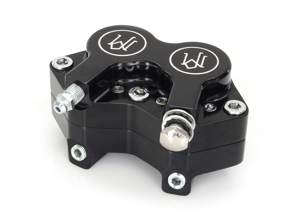 Performance Machine Right Hand Front 4 Piston Caliper – Black Contrast Cut. Fits FXSTS Springer Softail.