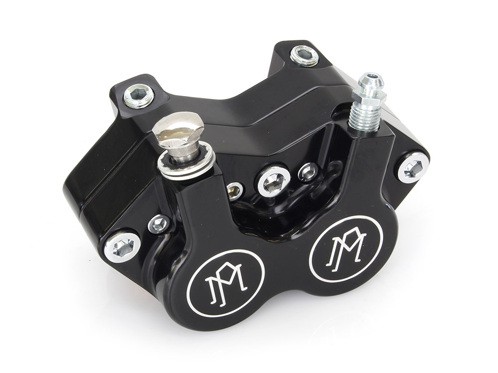 Performance Machine Right Hand Front 4 Piston Caliper – Black Contrast Cut. Fits FXSTS Springer Softail.
