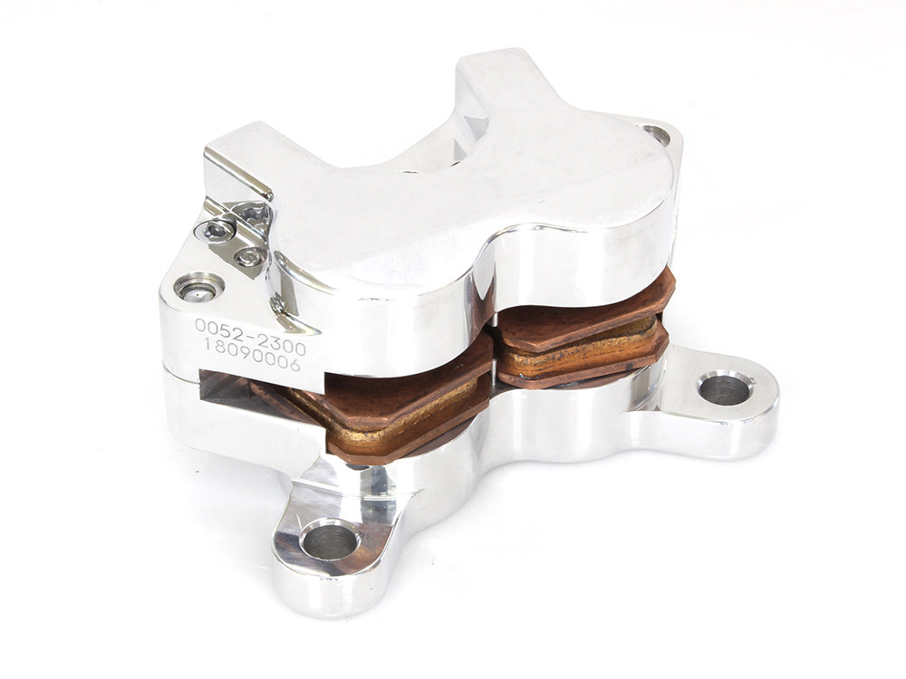 Performance Machine Universal 4 Piston Caliper – Polished. Fits H-D with 11.5in. Disc Rotor.