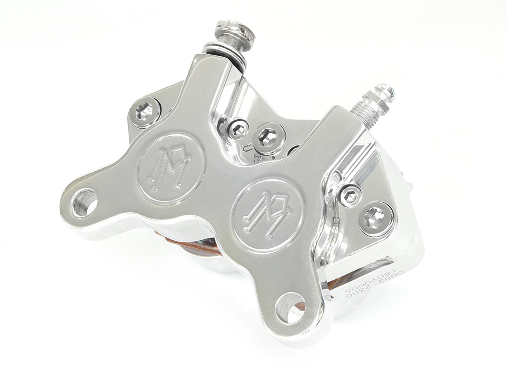 Performance Machine Universal 4 Piston Caliper – Polished. Fits H-D with 11.5in. Disc Rotor.