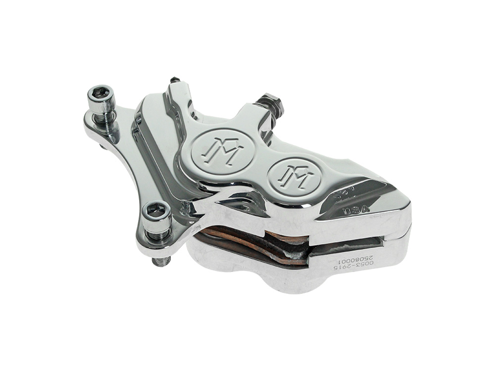 Performance Machine Left Hand Front 4 Piston Caliper – Polished. Fits many Big Twin & Sportster 1984-1999 Models with 11.5in. Disc Rotor.