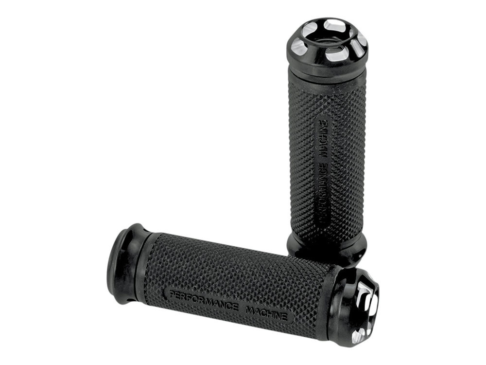 Performance Machine Apex Handgrips – Black Contrast Cut. Fits H-D with Throttle Cable.