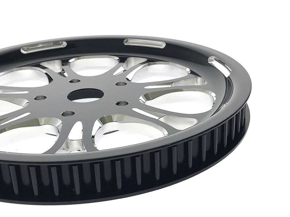 Performance Machine 66 Tooth x 1in. wide Paramount Pulley – Black Contrast Cut Platinum. Fits Softail 2012up, Softail 2007up with 150 Rear Tyre & Touring 2007-2008.