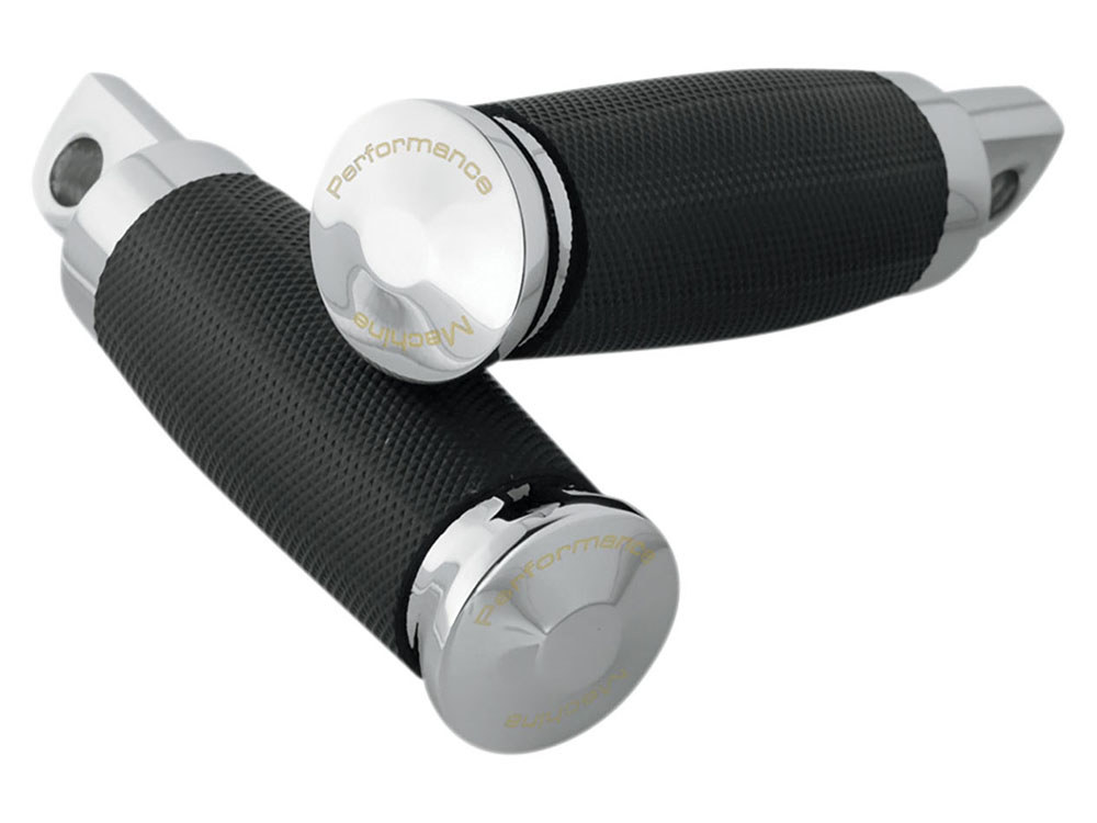 Performance Machine Contour Rubber Wrapped Footpegs – Chrome.