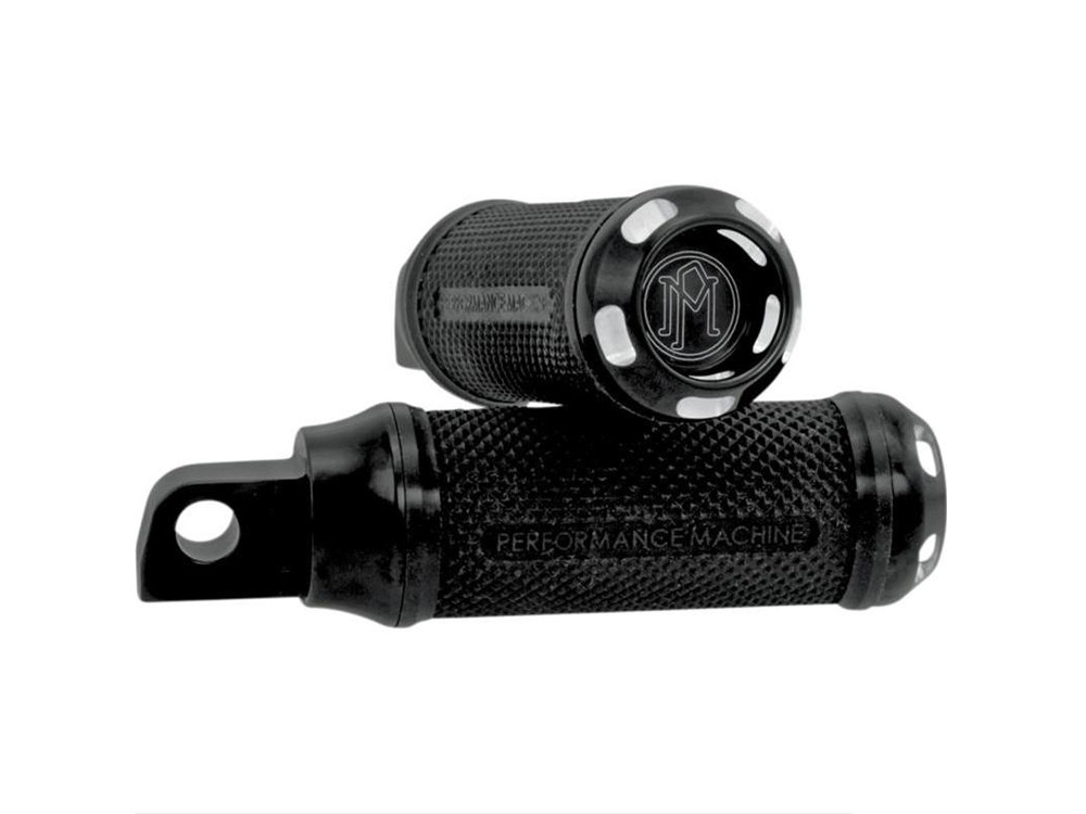 Performance Machine Apex Footpegs – Black Contrast Cut. Fits H-D with Straight Male Mount Footpegs.