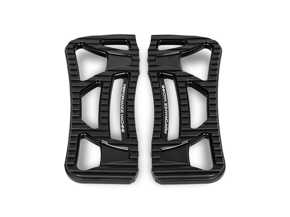 Performance Machine Drifter Front FloorBoards – Black. Fits Touring 1980up, FL Softail 1986-2017 & Dyna Switchback 2012-2016