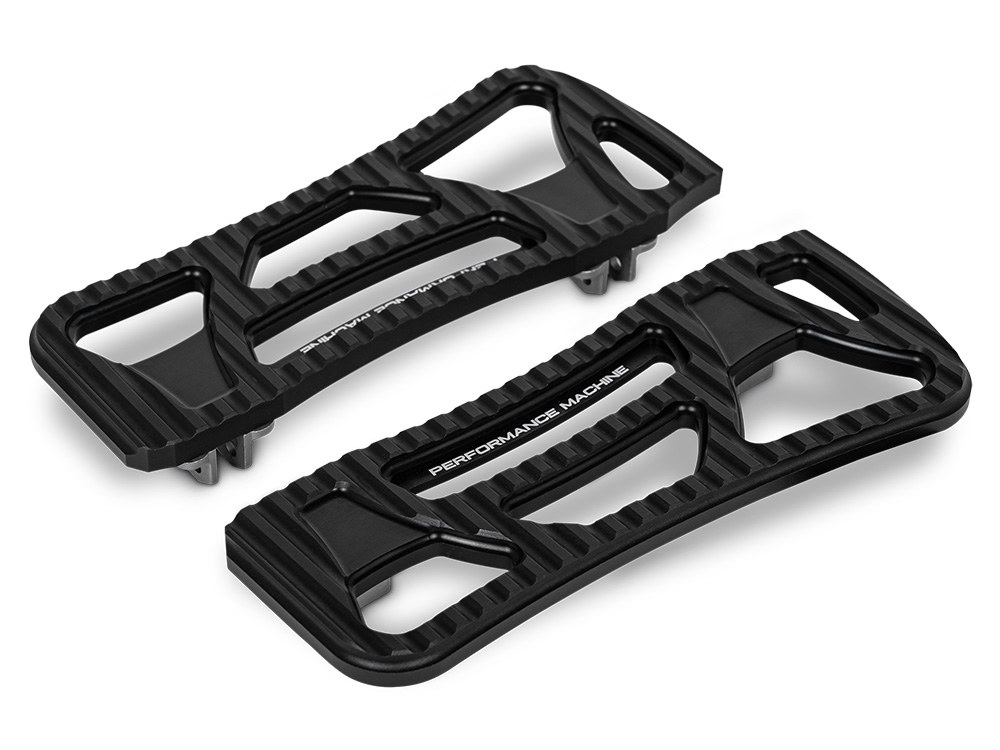 Performance Machine Drifter Front FloorBoards – Black. Fits Touring 1980up, FL Softail 1986-2017 & Dyna Switchback 2012-2016