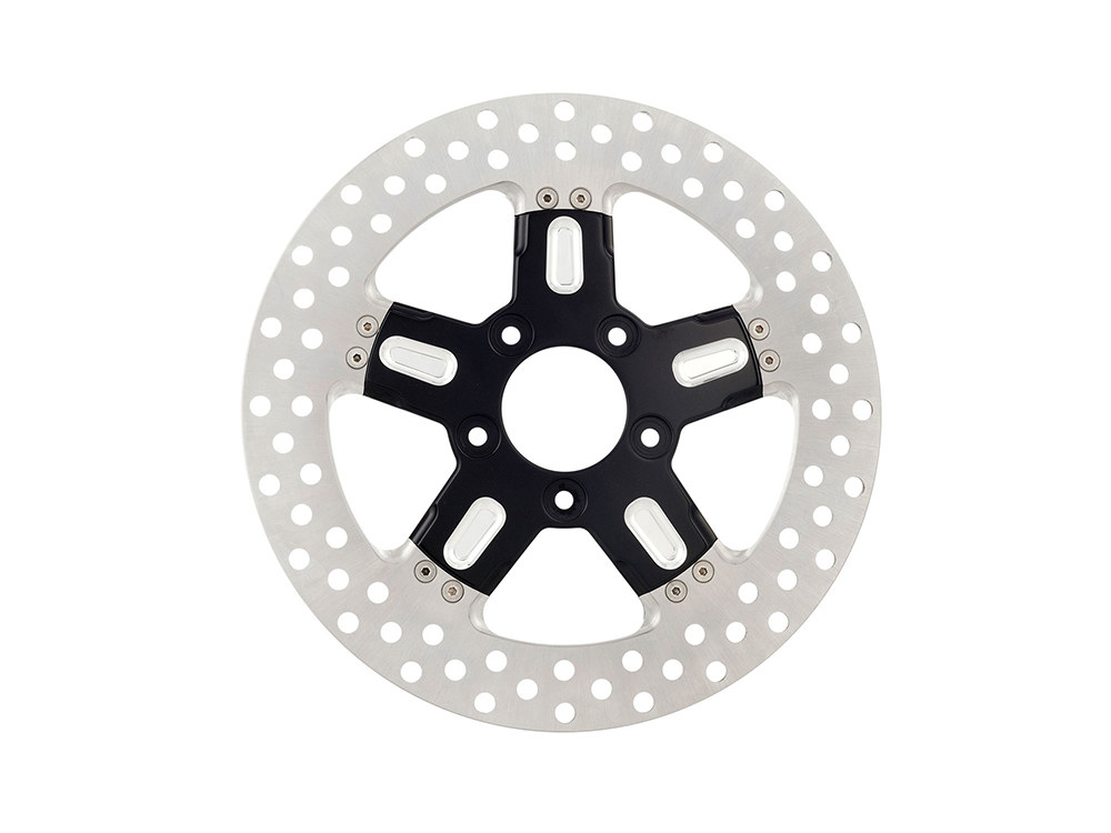 Performance Machine 11.5in. Left Hand Front & Right Hand Front Formula Disc Rotor – Black Contrast Cut Platinum. Fits H-D 1984up with 11-1/2in. Disc Rotor(s).