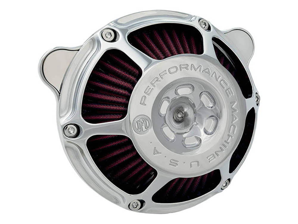 Performance Machine Max HP Air Cleaner Kit – Chrome. Fits Big Twin 1993-2017 with CV Carb or Cable Operated Delphi EFI