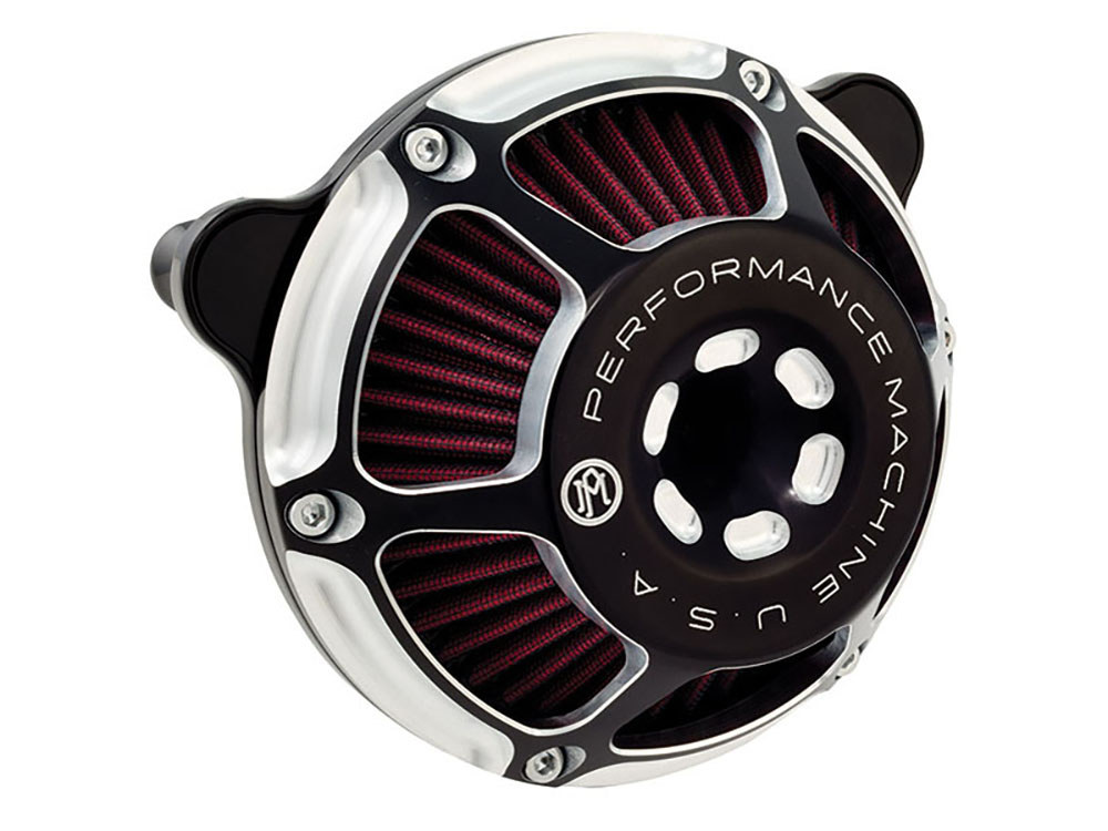Performance Machine Max HP Air Cleaner Kit – Black Contrast Cut. Fits Touring 2008-2016, Softail 2016-2017, CVO Softail 2011-2017 & Dyna Low Rider S 2016-2017 with Throttle-by-Wire