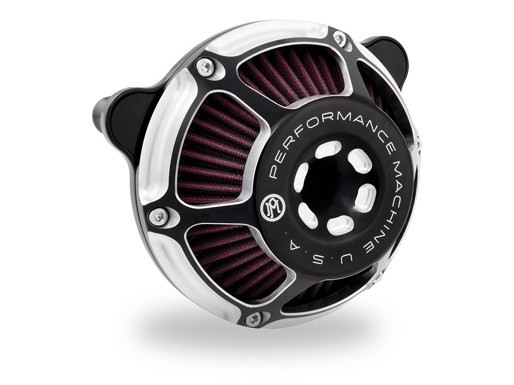 Performance Machine Max HP Air Cleaner Kit – Black Contrast Cut. Fits Indian Touring & Cruiser 2014up with 111ci or 116ci Thunderstroke Engines.