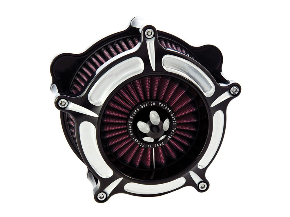 Roland Sands Design Turbine Air Cleaner Kit – Black Contrast Cut. Fits Touring 2017-2024 & Softail 2018-2024