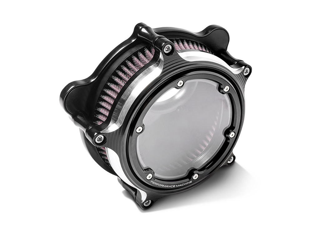 Performance Machine Vision Air Cleaner Kit – Black Contrast Cut. Fits CVO Touring 2023up, Street Glide & Road Glide 2024up, Touring 2025up & Softail 2025up
