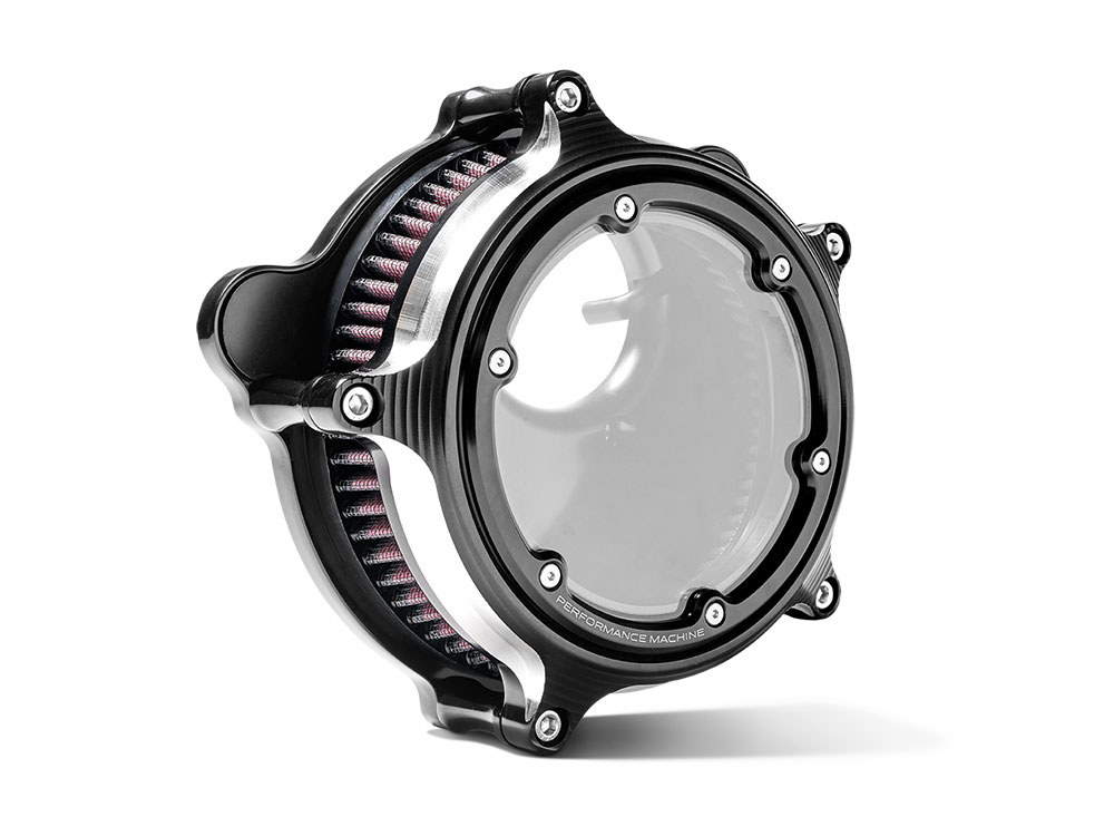 Performance Machine Vision Air Cleaner Kit – Black Contrast Cut. Fits CVO Touring 2023up, Street Glide & Road Glide 2024up, Touring 2025up & Softail 2025up