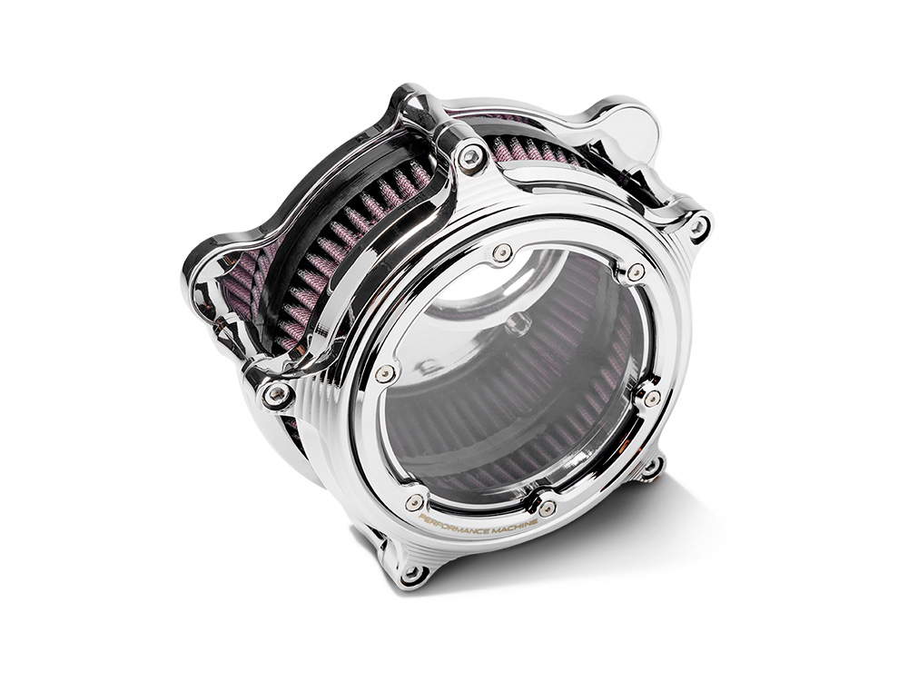 Performance Machine Vision Air Cleaner Kit – Chrome. Fits CVO Touring 2023up, Street Glide & Road Glide 2024up, Touring 2025up & Softail 2025up