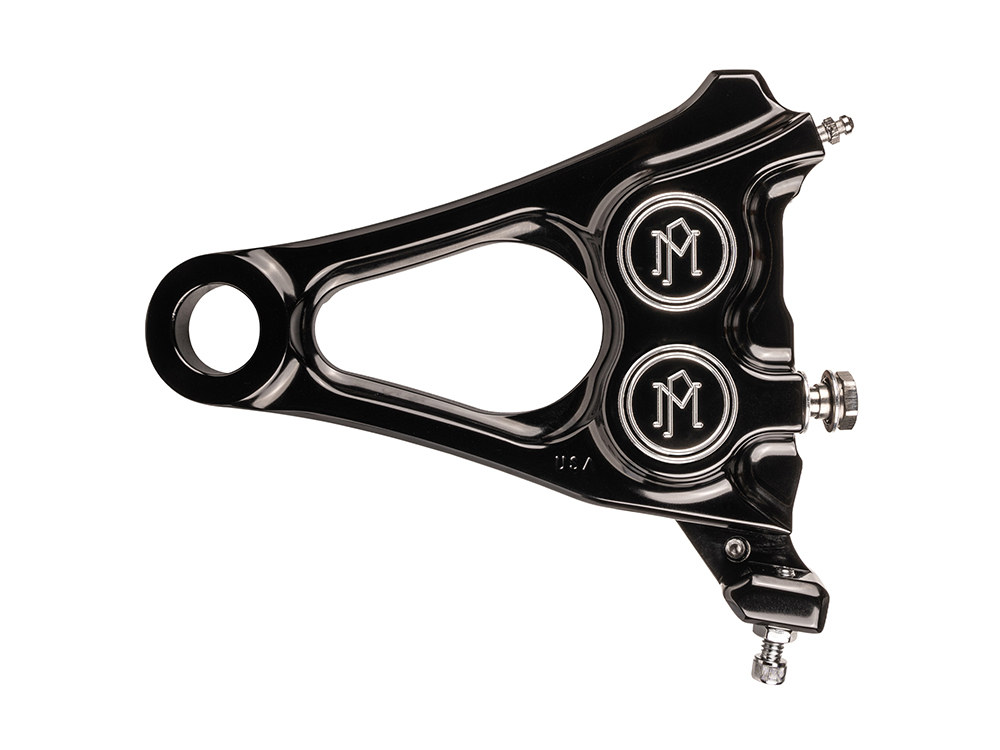 Performance Machine Right Hand Rear 4 Piston Caliper & Mounting Bracket – Black. Fits Softail 2018up