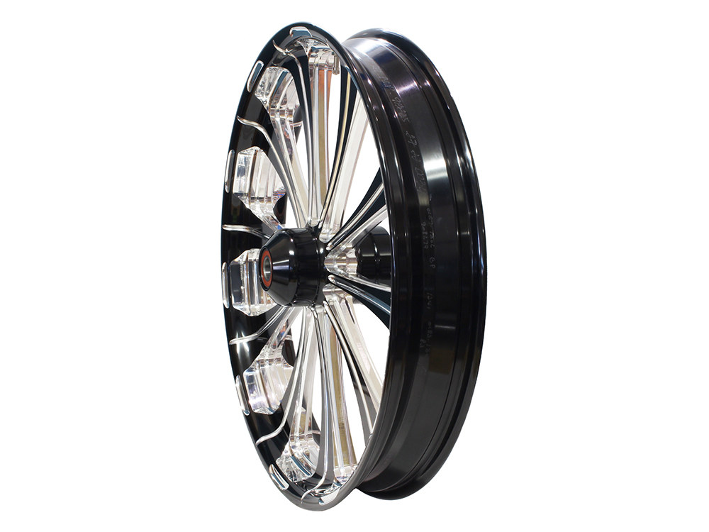 Performance Machine 21in. x 3.50in. wide Revel Wheel with Front Hub – Black Contrast Cut Platinum. Fits Breakout 2013up with ABS.