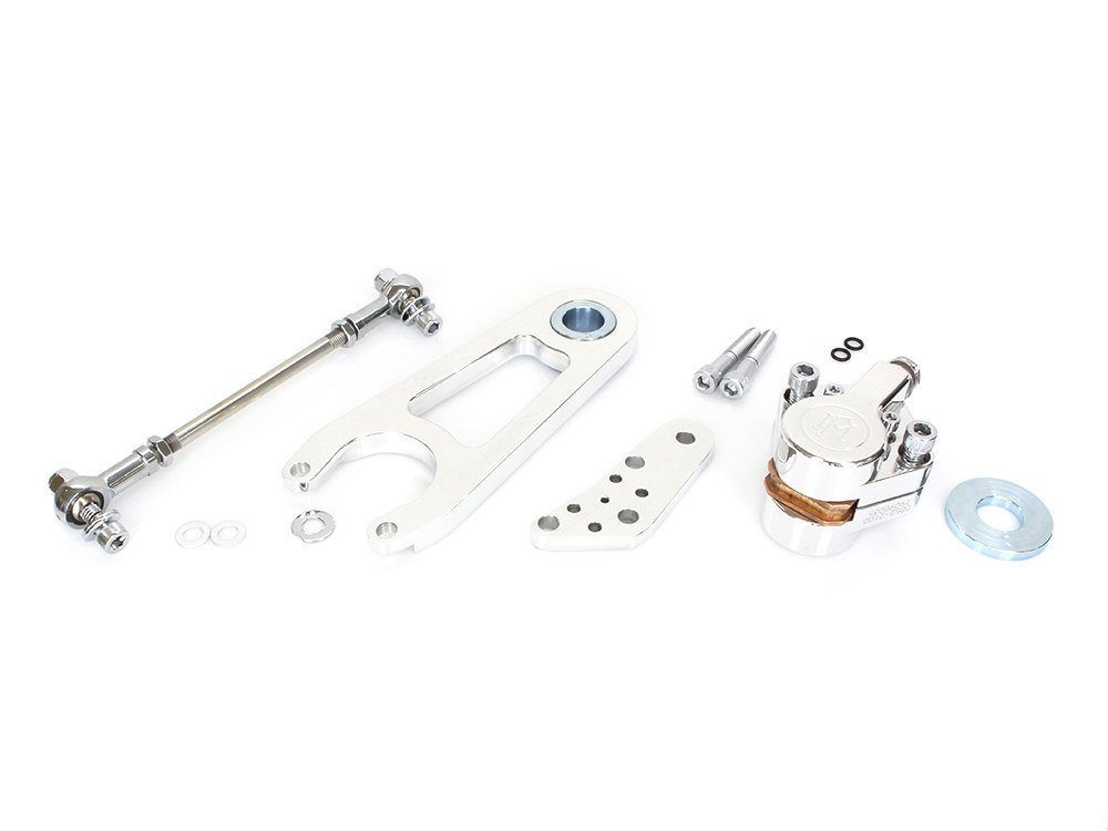 Performance Machine Left Hand or Right Hand Caliper & Mounting Bracket – Polished. Fits Custom Springer with 3/4in. Axle & 11.5in. Disc Rotor.