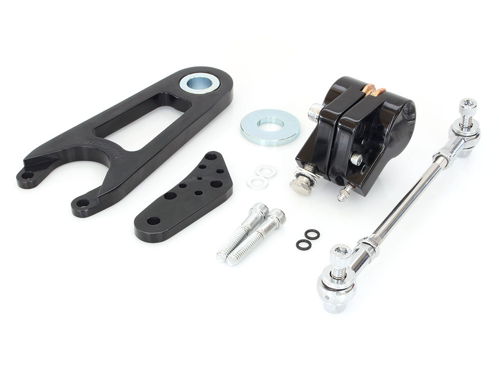Performance Machine Left Hand or Right Hand Caliper & Mounting Bracket – Black Contrast Cut. Fits Custom Springer with 3/4in. Axle & 11.5in. Disc Rotor.