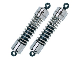 Progressive Suspension 412 Series, 12in. Standard Spring Rate Rear Shock Absorbers – Chrome. Fits Touring 1980-2005, Sportster 1979-2003 & FXR 1982-1994. Progressive Suspension 412 Series, 12in. Standard Spring Rate Rear Shock Absorbers – Chrome. Fits Touring 1980-2005, Sportster 1979-2003 & FXR 1982-1994.