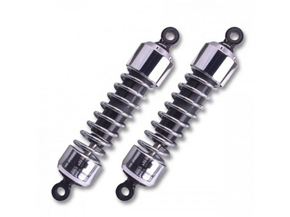 Progressive Suspension 412 Series, 12.5in. Standard Spring Rate Rear Shock Absorbers – Chrome. Fits Sportster 2004-2021