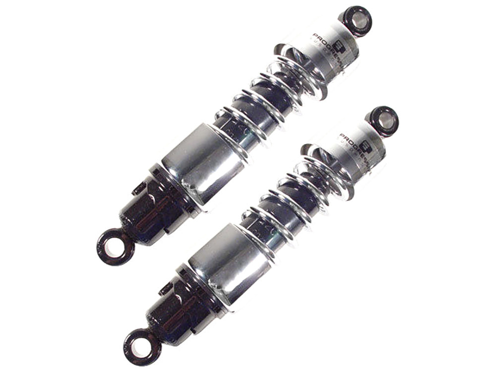 Progressive Suspension 412 Series, 12in. Standard Spring Rate Rear Shock Absorbers – Chrome. Fits Sportster 2004-2021