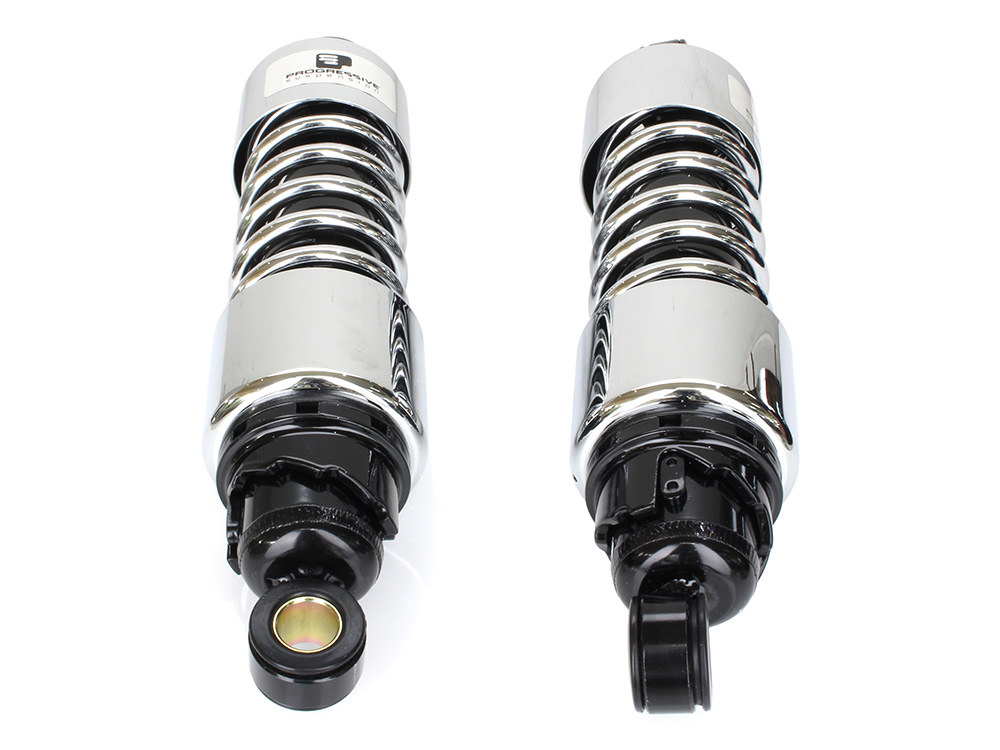 Progressive Suspension 412 Series, 11.5in. Standard Spring Rate Rear Shock Absorbers – Chrome. Fits Touring 2006up.