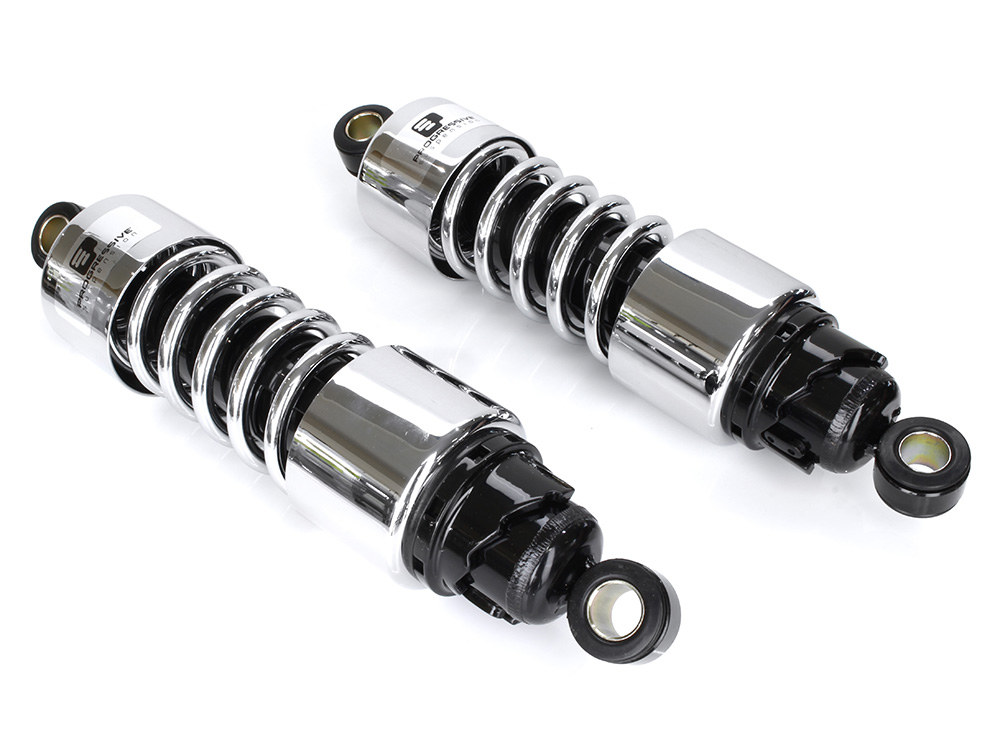 Progressive Suspension 412 Series, 11.5in. Standard Spring Rate Rear Shock Absorbers – Chrome. Fits Touring 2006up.