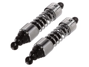Progressive Suspension 412 Series, 13.5in. Standard Spring Rate Rear Shock Absorbers – Chrome. Fits Touring 1980-2005, Sportster 1979-2003 & FXR 1982-1994. Progressive Suspension 412 Series, 13.5in. Standard Spring Rate Rear Shock Absorbers – Chrome. Fits Touring 1980-2005, Sportster 1979-2003 & FXR 1982-1994.