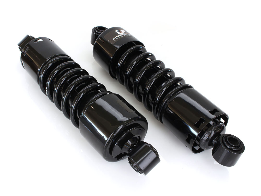Progressive Suspension 412 Series, 11in.  Standard Spring Rate Rear Shock Absorbers – Black. Fits Dyna 1991-2017.