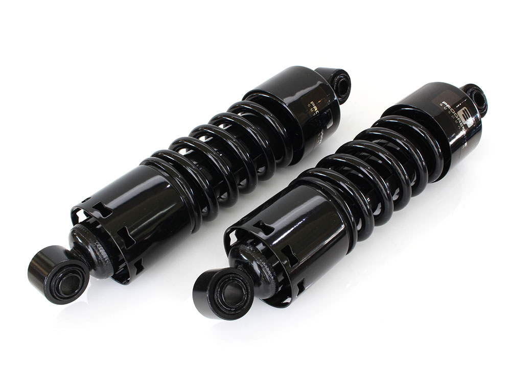 Progressive Suspension 412 Series, 11in.  Standard Spring Rate Rear Shock Absorbers – Black. Fits Dyna 1991-2017.