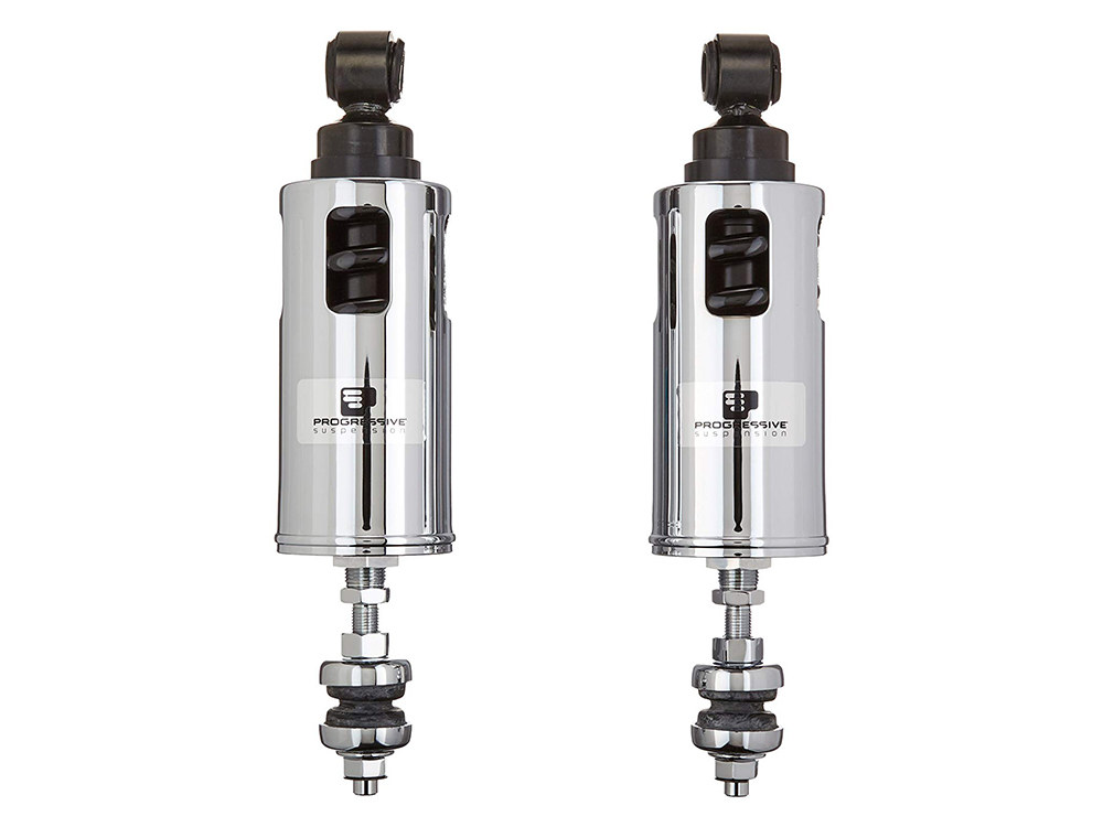 Progressive Suspension 422 Series, Heavy Duty Spring Rate Rear Shock Absorbers – Chrome. Fits Softail 2000-2017.