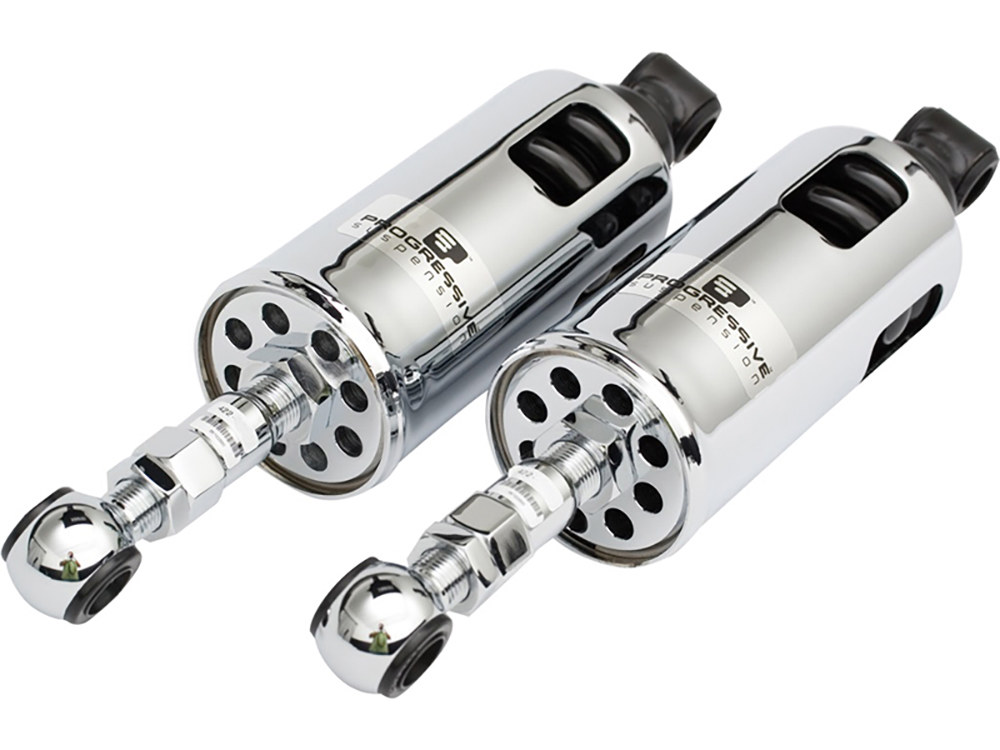 Progressive Suspension 422 Series, Standard Spring Rate Rear Shock Absorbers – Chrome. Fits Softail 1989-1999.
