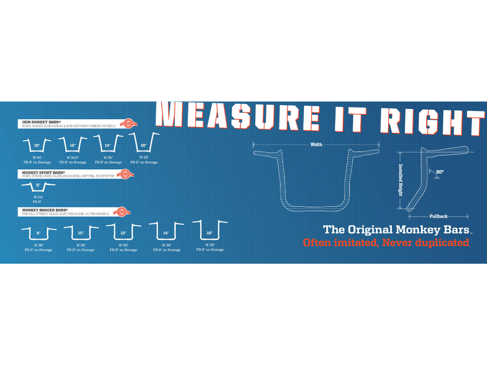 Bagger Nation 10in. x 1-1/4in. OEM Monkey Handlebar – Gloss Black.